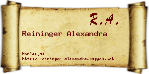 Reininger Alexandra névjegykártya